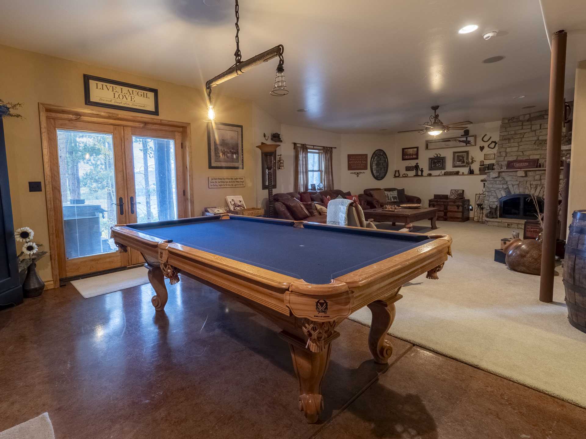 Downstairs pool table